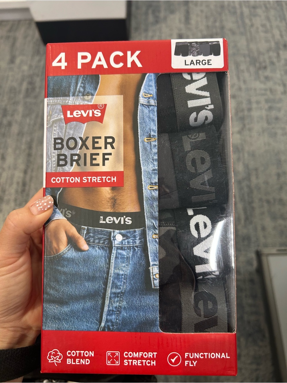Levi's Men's Cotton Stretch Boxer Briefs 4 pack